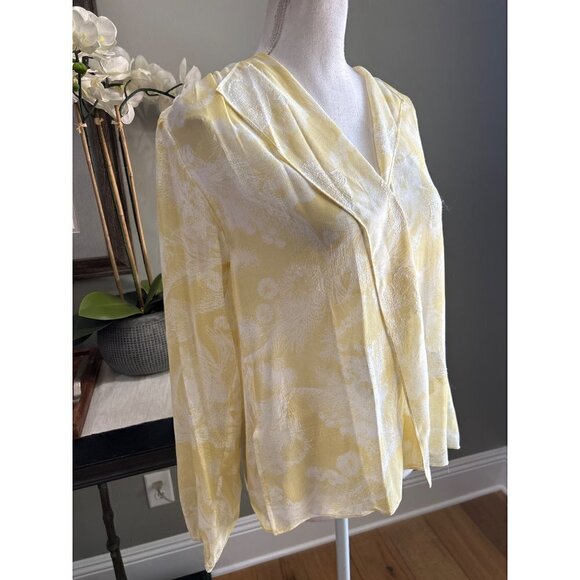 Vince Wheat Shirred Popover Top Yellow Womens Size XS - Picture 7 of 13